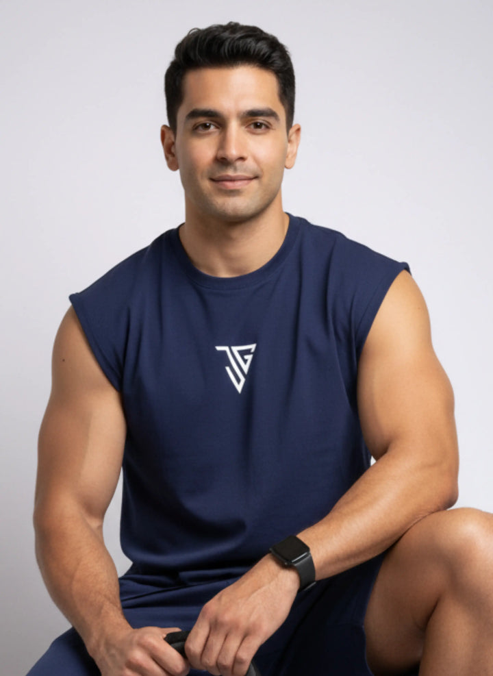 Signature Oversized Tank Top Blue - JYGMA - Apne India Ka Apna Brand