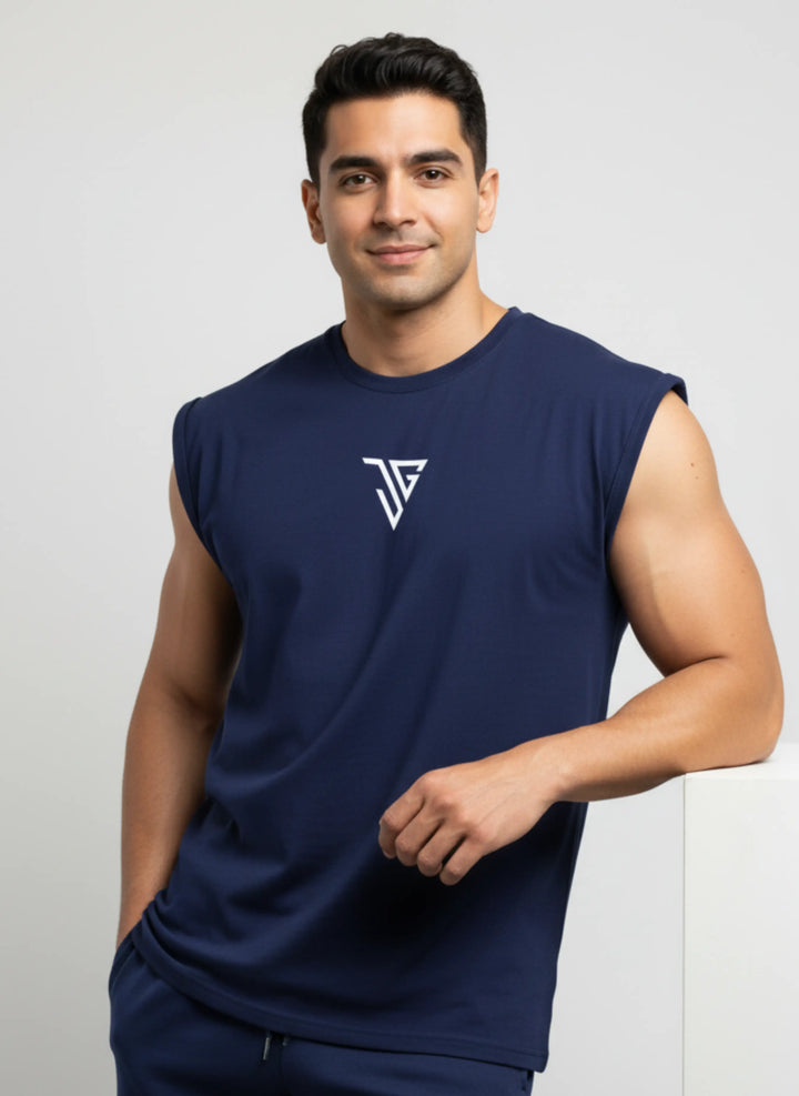 Signature Oversized Tank Top Blue - JYGMA - Apne India Ka Apna Brand