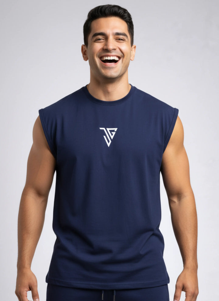 Signature Oversized Tank Top Blue - JYGMA - Apne India Ka Apna Brand