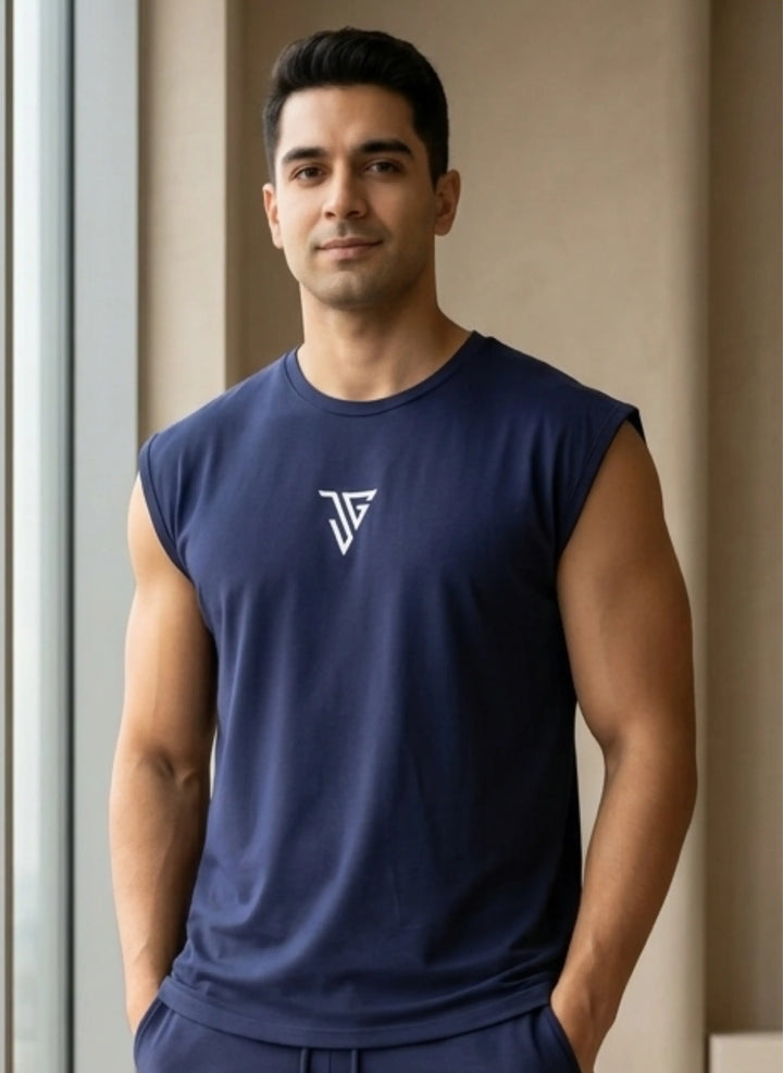 Signature Oversized Tank Top Blue - JYGMA - Apne India Ka Apna Brand