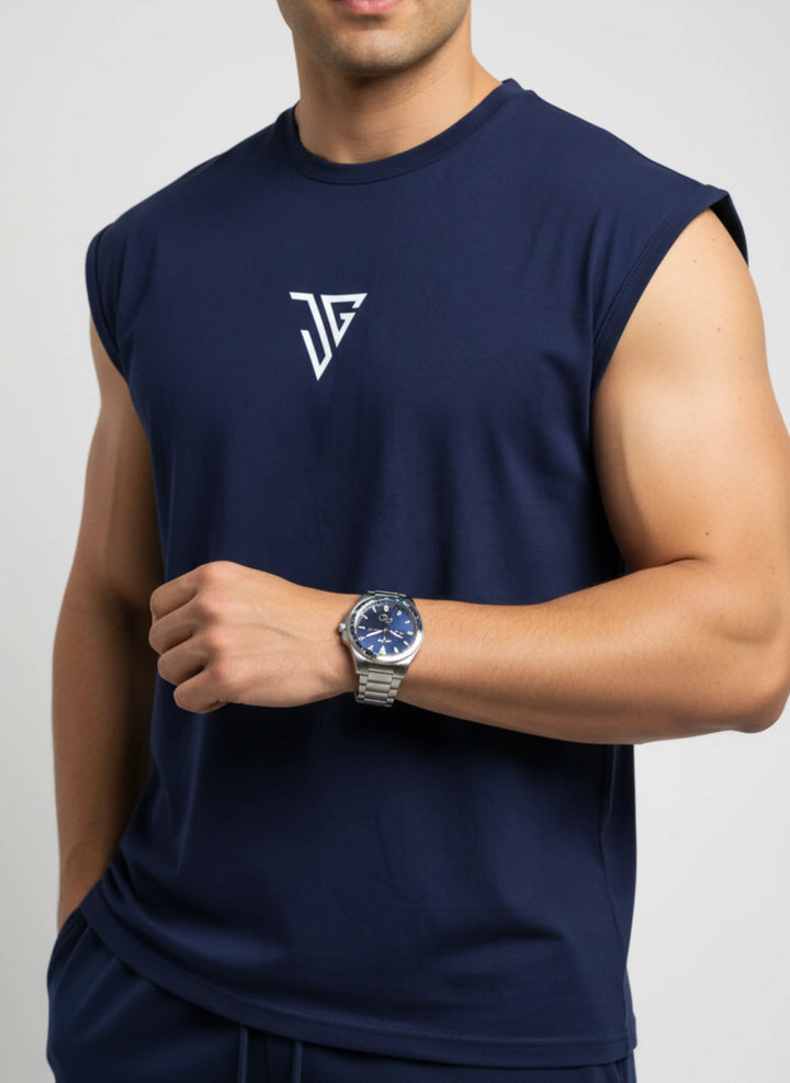 Signature Oversized Tank Top Blue - JYGMA - Apne India Ka Apna Brand