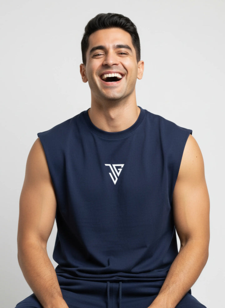 Signature Oversized Tank Top Blue - JYGMA - Apne India Ka Apna Brand