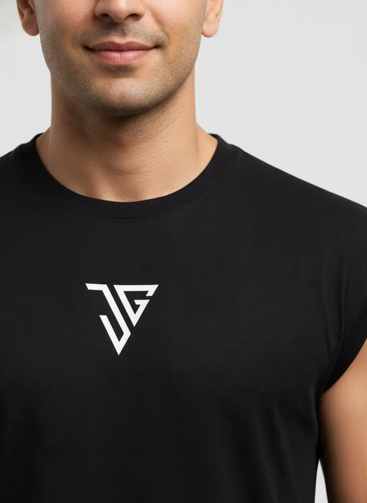 Black oversized tank top designed for unrestricted movement