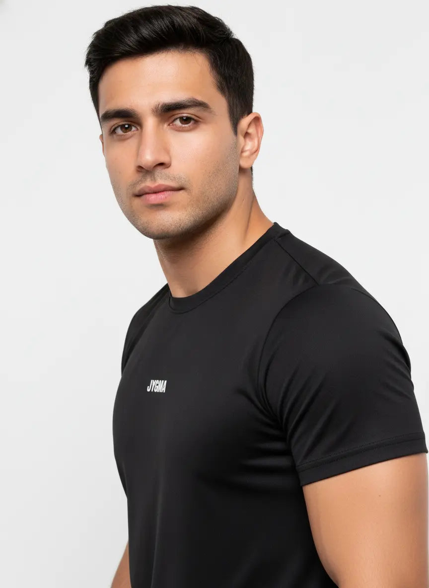 Black Performance T-Shirt worn in a relaxed standing pose