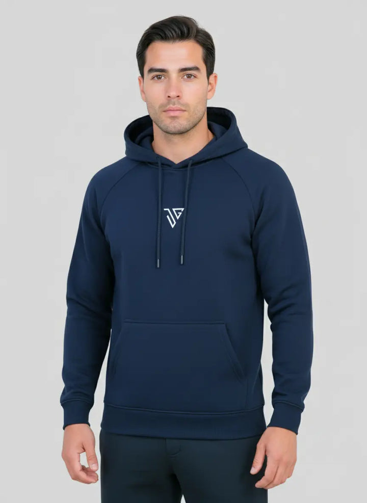 Front fit of navy blue Pride Hoodie designed for everyday wear