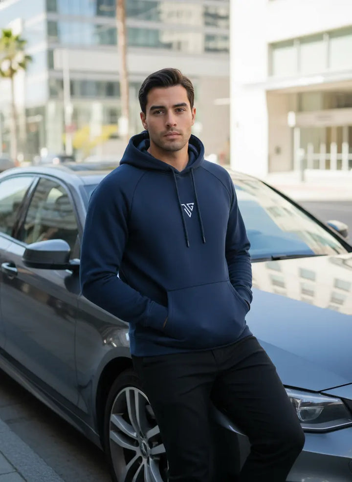 Navy blue Pride Hoodie styled for travel and everyday wear