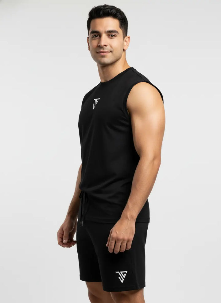 Signature Oversized Co-Ord Set Black ( Tank Top + Shorts ) - JYGMA - Apne India Ka Apna Brand