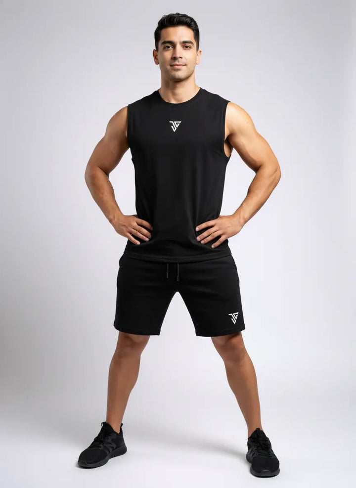 Signature Oversized Co-Ord Set Black ( Tank Top + Shorts ) - JYGMA - Apne India Ka Apna Brand