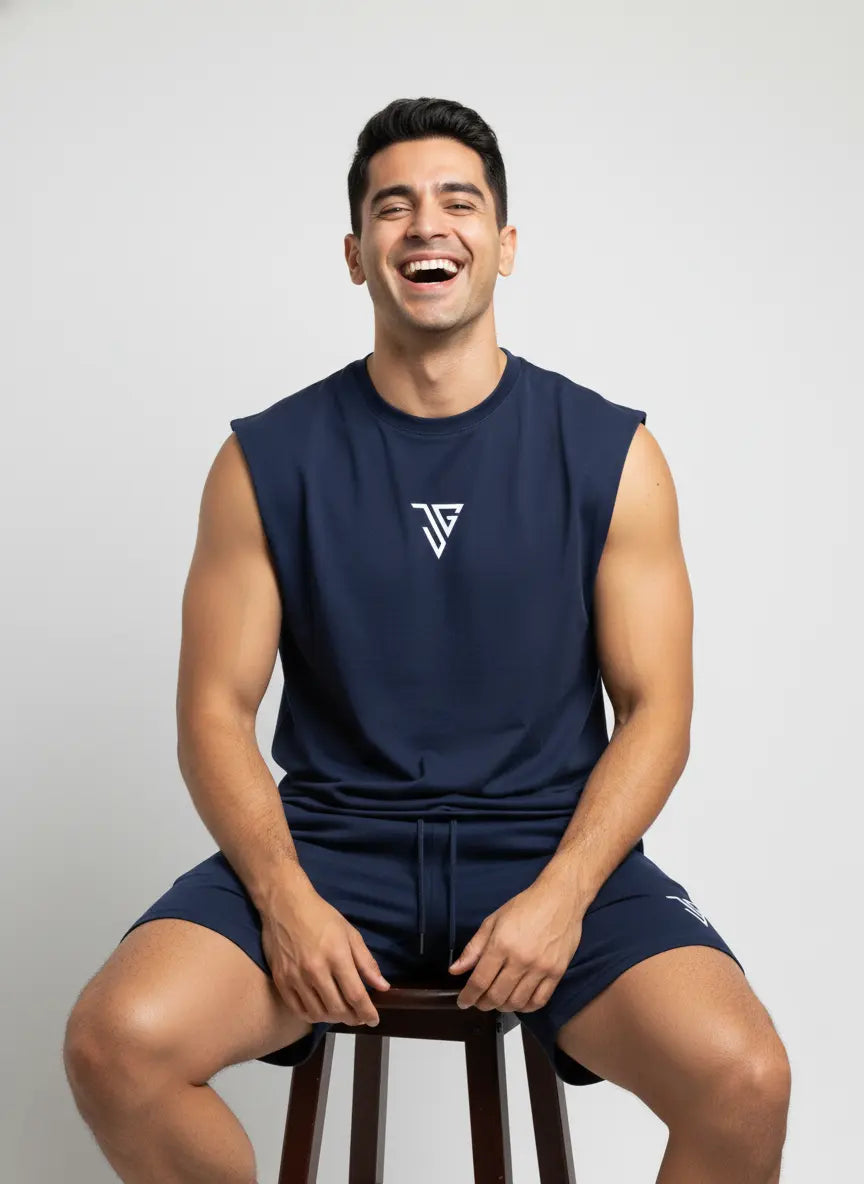 Signature Oversized Co-Ord Set Blue ( Tank Top + Shorts ) - JYGMA - Apne India Ka Apna Brand