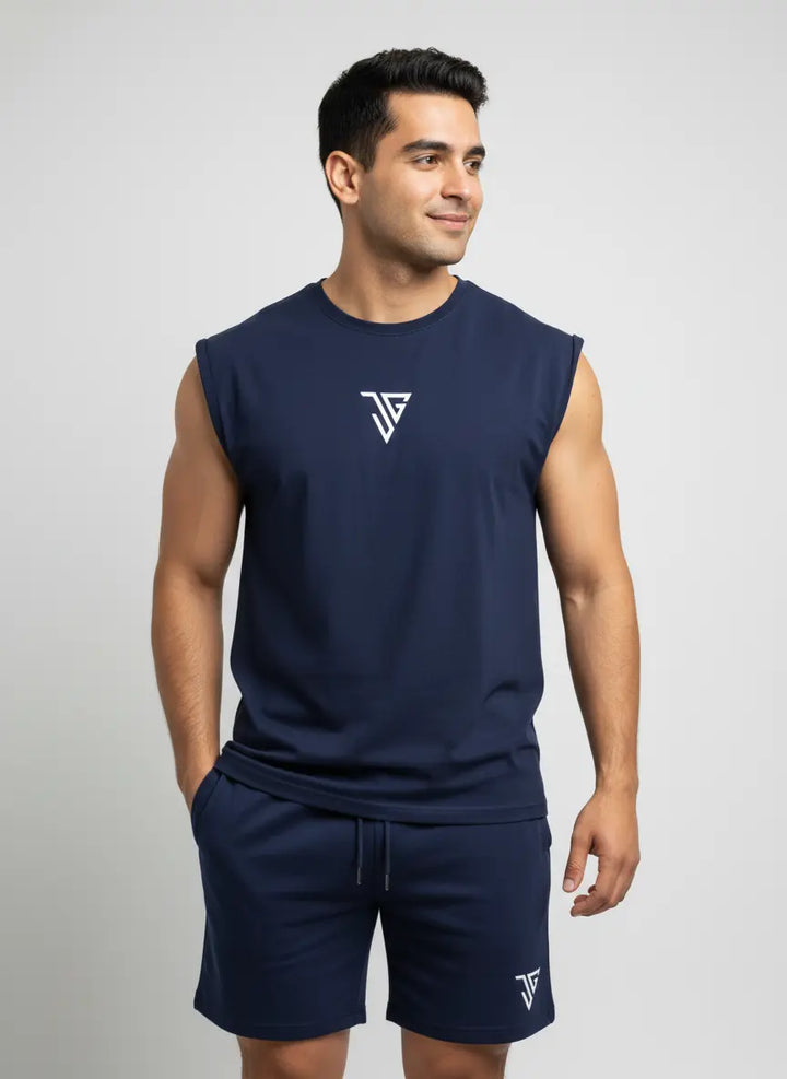 Signature Oversized Co-Ord Set Blue ( Tank Top + Shorts ) - JYGMA - Apne India Ka Apna Brand