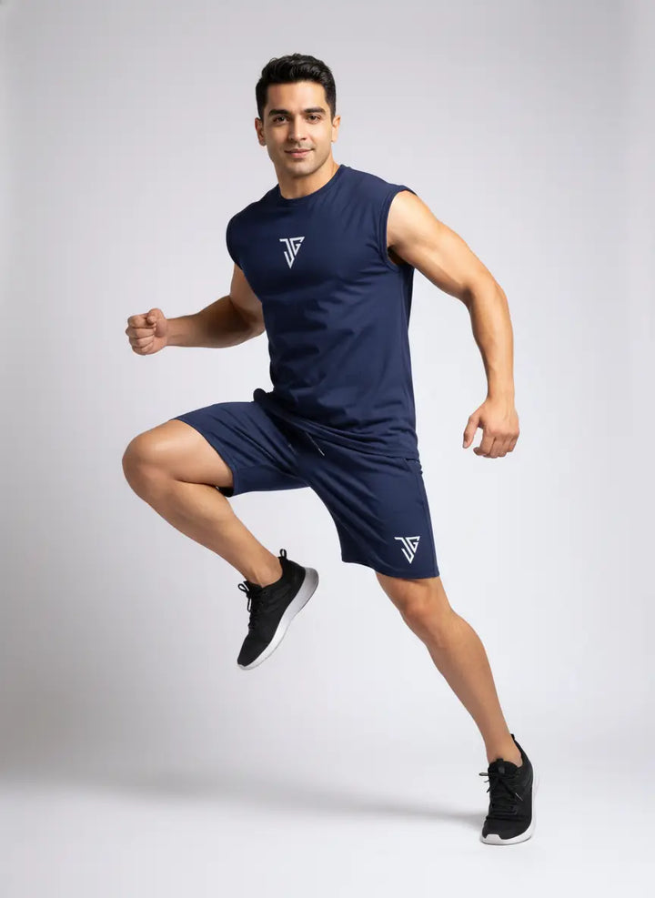 Signature Oversized Co-Ord Set Blue ( Tank Top + Shorts ) - JYGMA - Apne India Ka Apna Brand