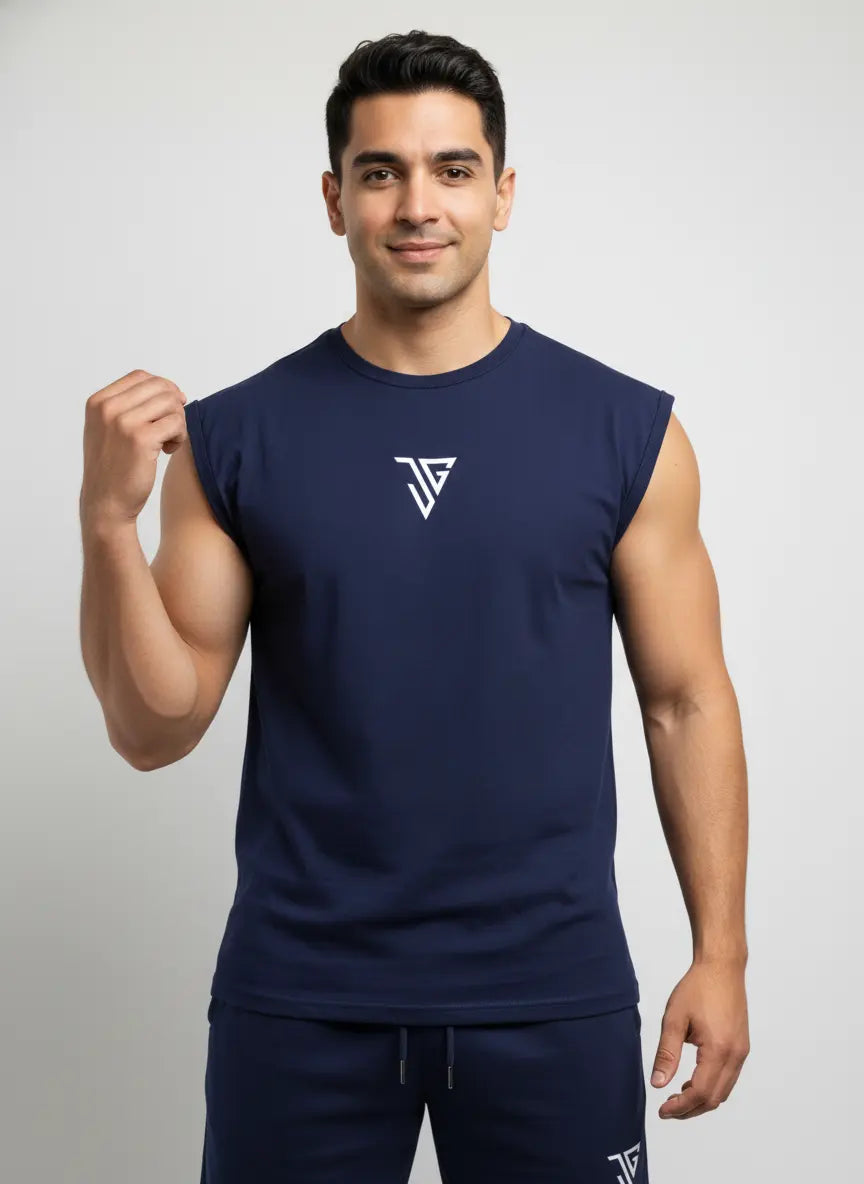 Signature Oversized Co-Ord Set Blue ( Tank Top + Shorts ) - JYGMA - Apne India Ka Apna Brand