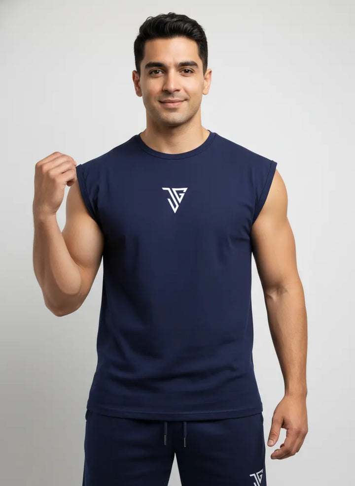 Signature Oversized Co-Ord Set Blue ( Tank Top + Shorts ) - JYGMA - Apne India Ka Apna Brand