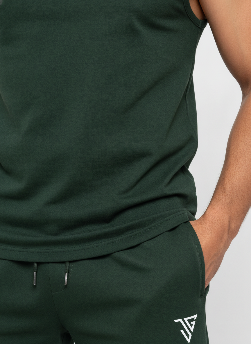 Signature Oversized Co-Ord Set Green ( Tank Top + Shorts )