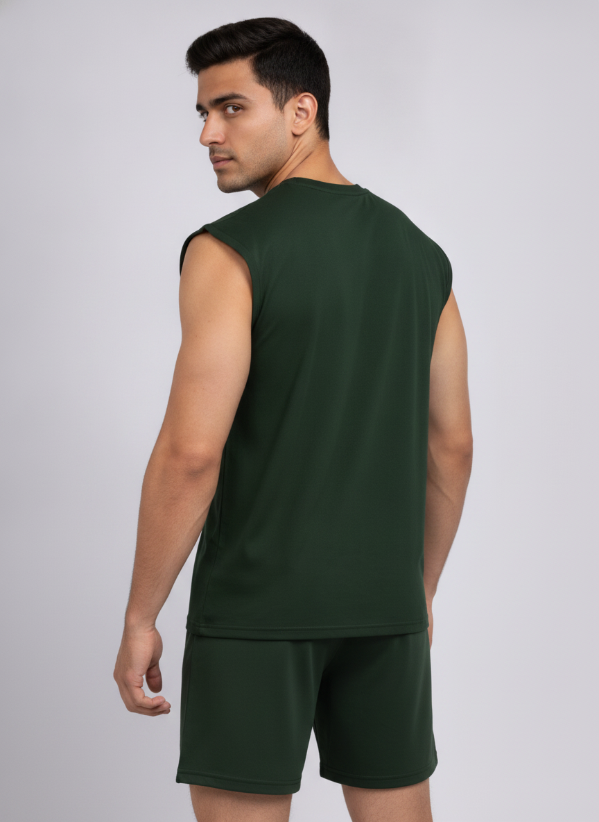 Signature Oversized Co-Ord Set Green ( Tank Top + Shorts )